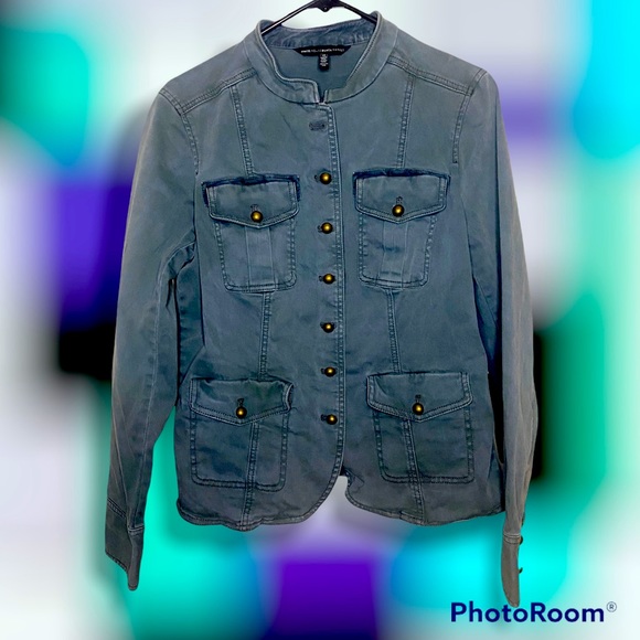 WHBM Structured Army-Inspired Jacket Olive green Size 12 - Picture 2 of 5